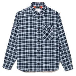 Warm Weather Wear Lacoste Checked Overshirt with Quilted Lining Navy Blue / White