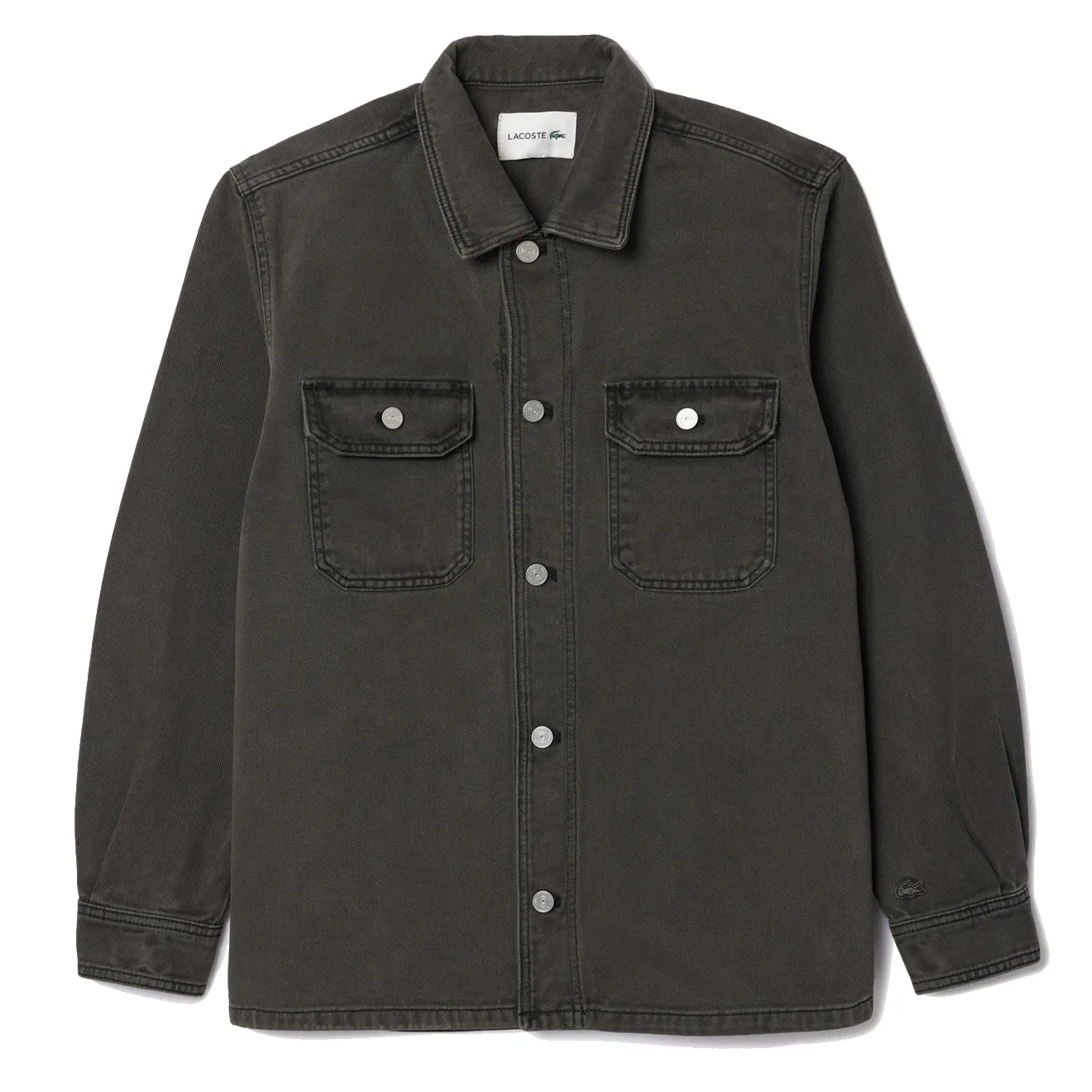 Spring Collection High-End Fashion Lacoste Coloured Denim Classic Collar Overshirt  Eco Noir
