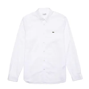 Seamless Shoulder Construction Lacoste L/S Slim Fit Cotton Shirt White