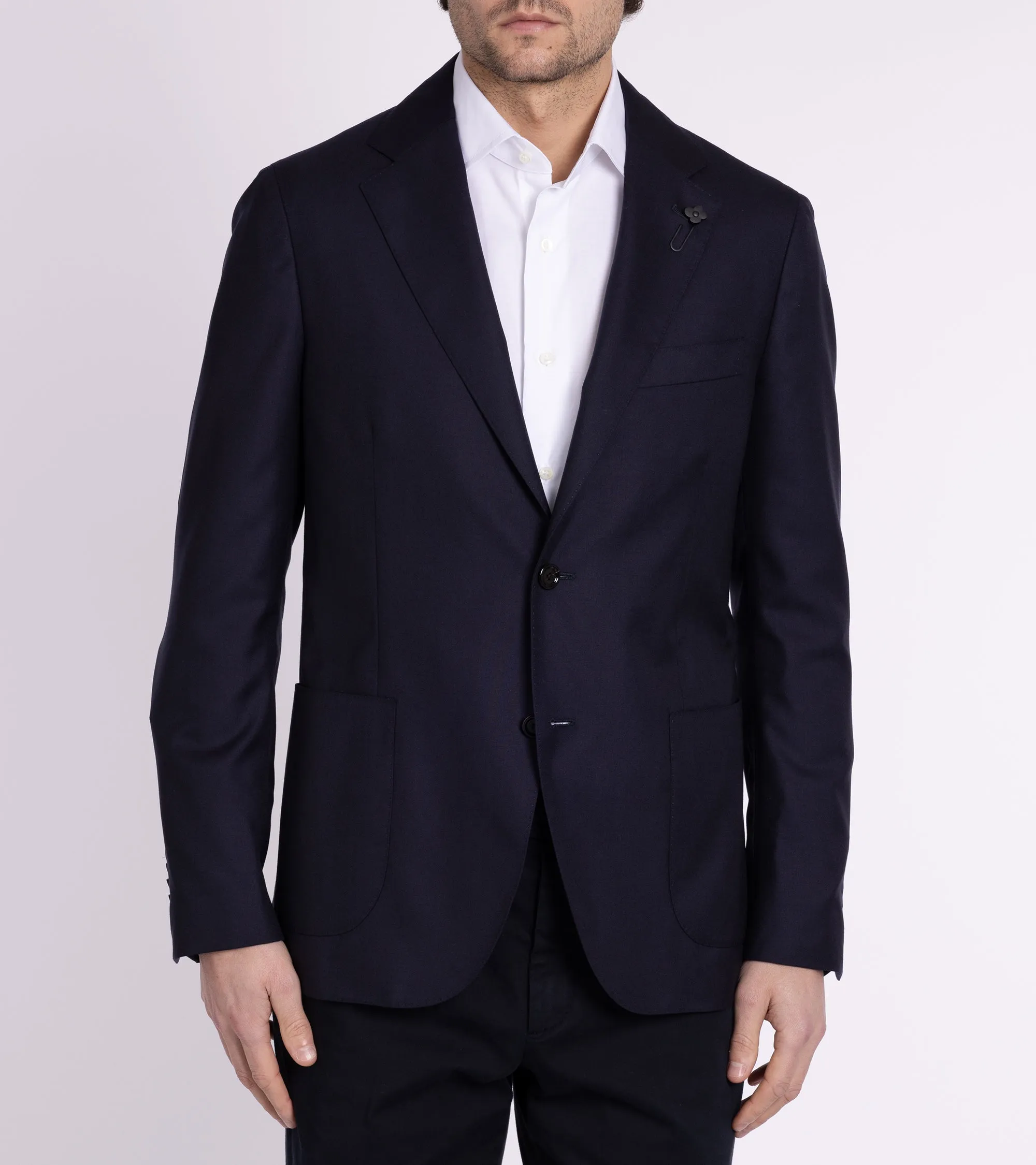 Lardini Loro Piana Cashmere Jacket: Navy Flexible Hem Adjustment