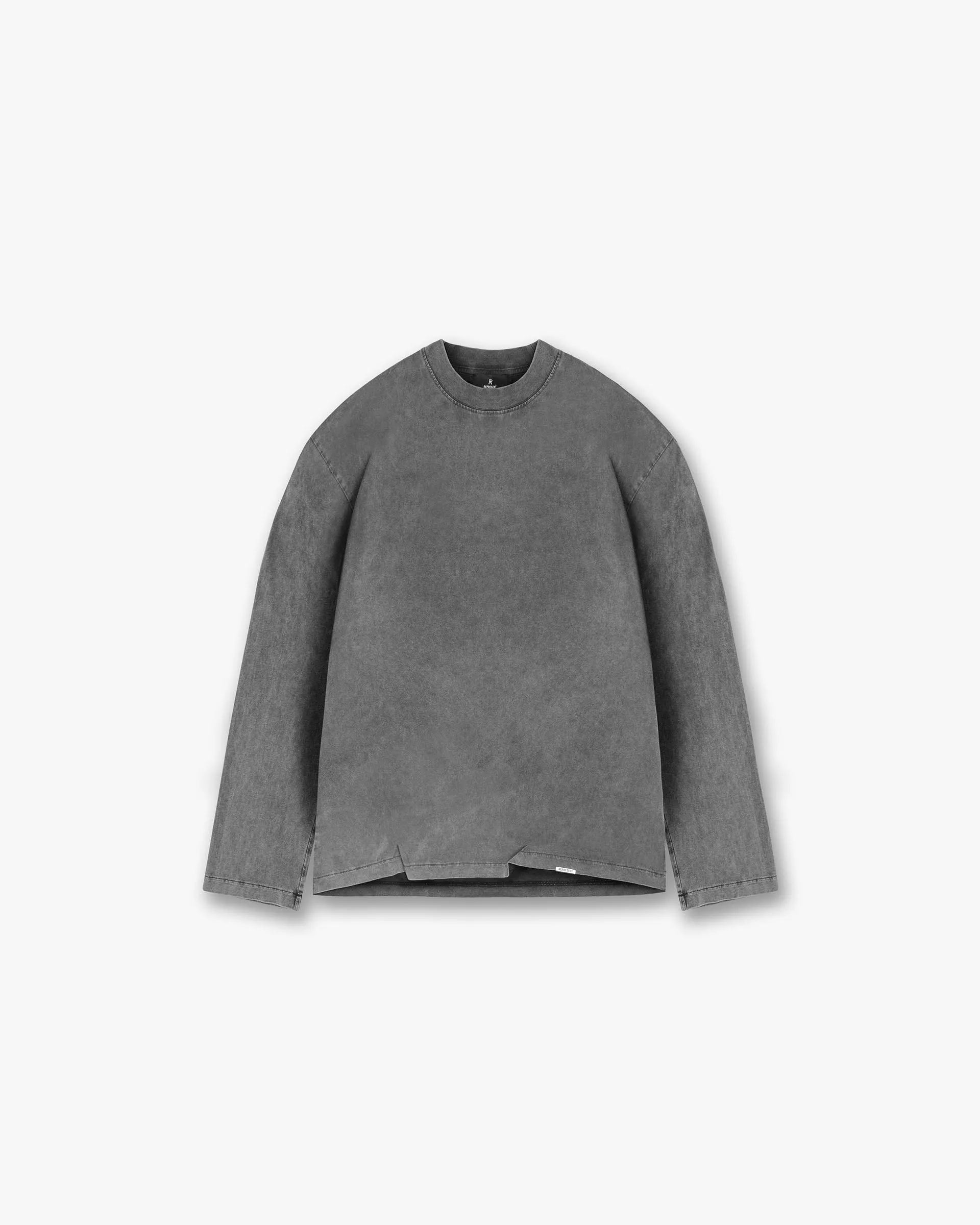 Initial Long Sleeve Open Cuff T-Shirt - Vintage Grey Relax Style Trend