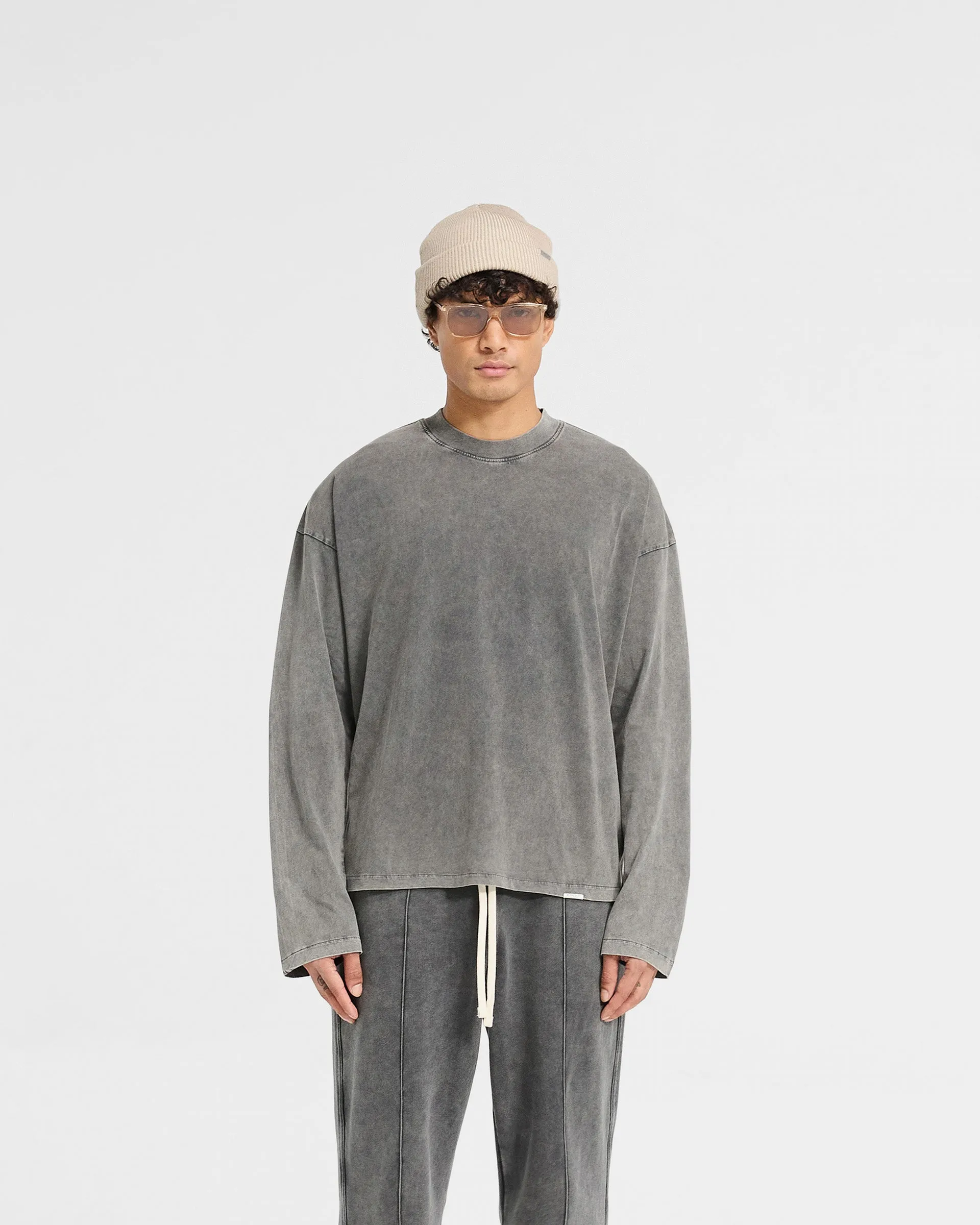 Initial Long Sleeve Open Cuff T-Shirt - Vintage Grey Summer Comfort