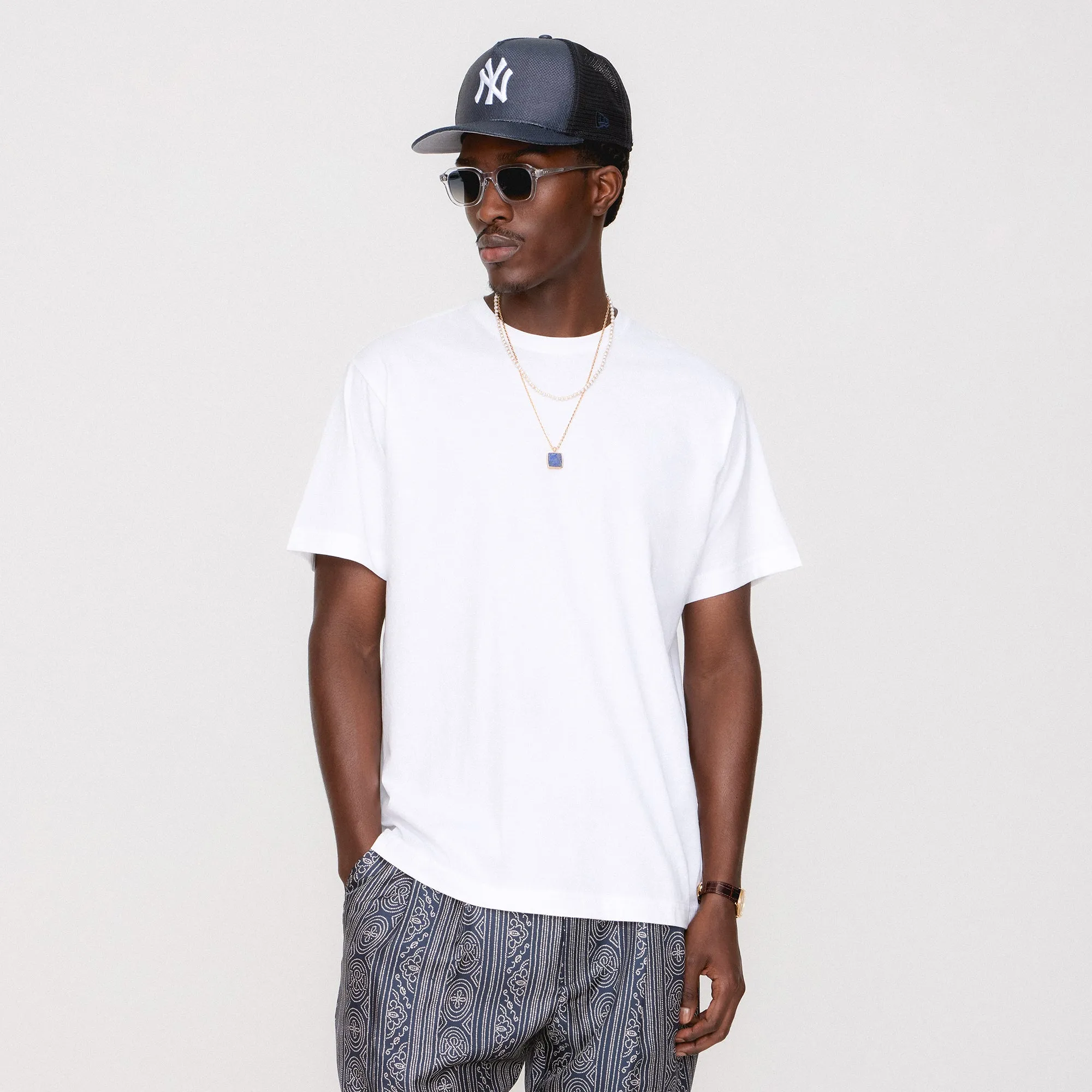 Layer Ready Street Smart Look &Kin Pima Jersey Short Sleeve Heathrow Tee - White