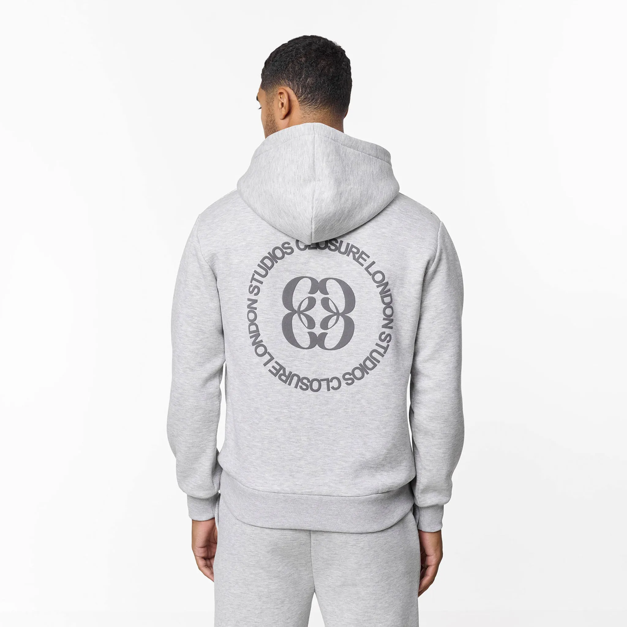 Cozy Chic Icon Back Print Relaxed Hoodie | Grey Marl