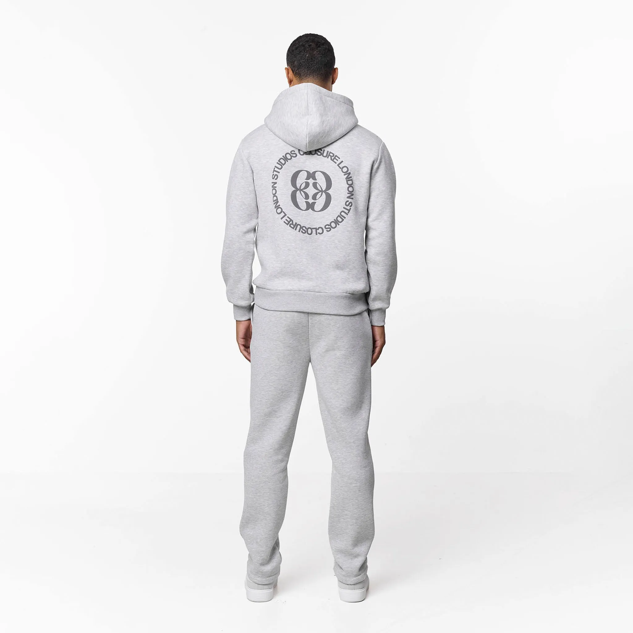 Icon Back Print Relaxed Hoodie | Grey Marl anti shrinking Classic Active