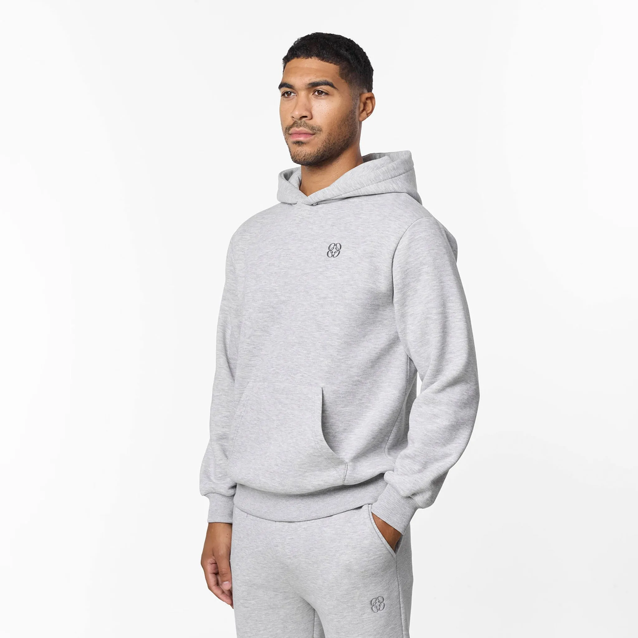 Soft Wearable Icon Back Print Relaxed Hoodie | Grey Marl