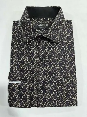 Timeless Appeal Men's Long Sleeves Dress Shirt In Black Floral