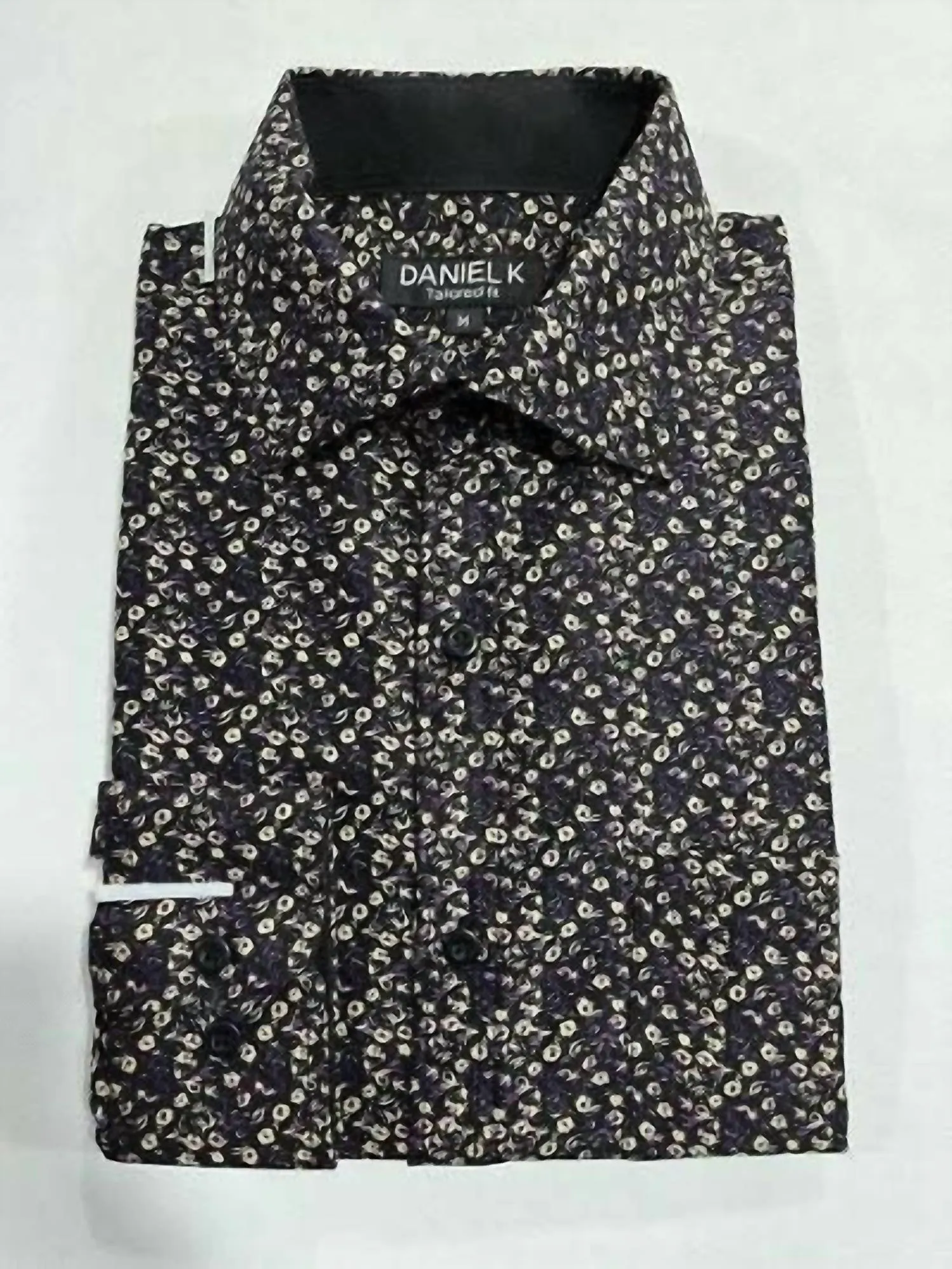 Bold Print Men's Long Sleeves Dress Shirt In Black Floral