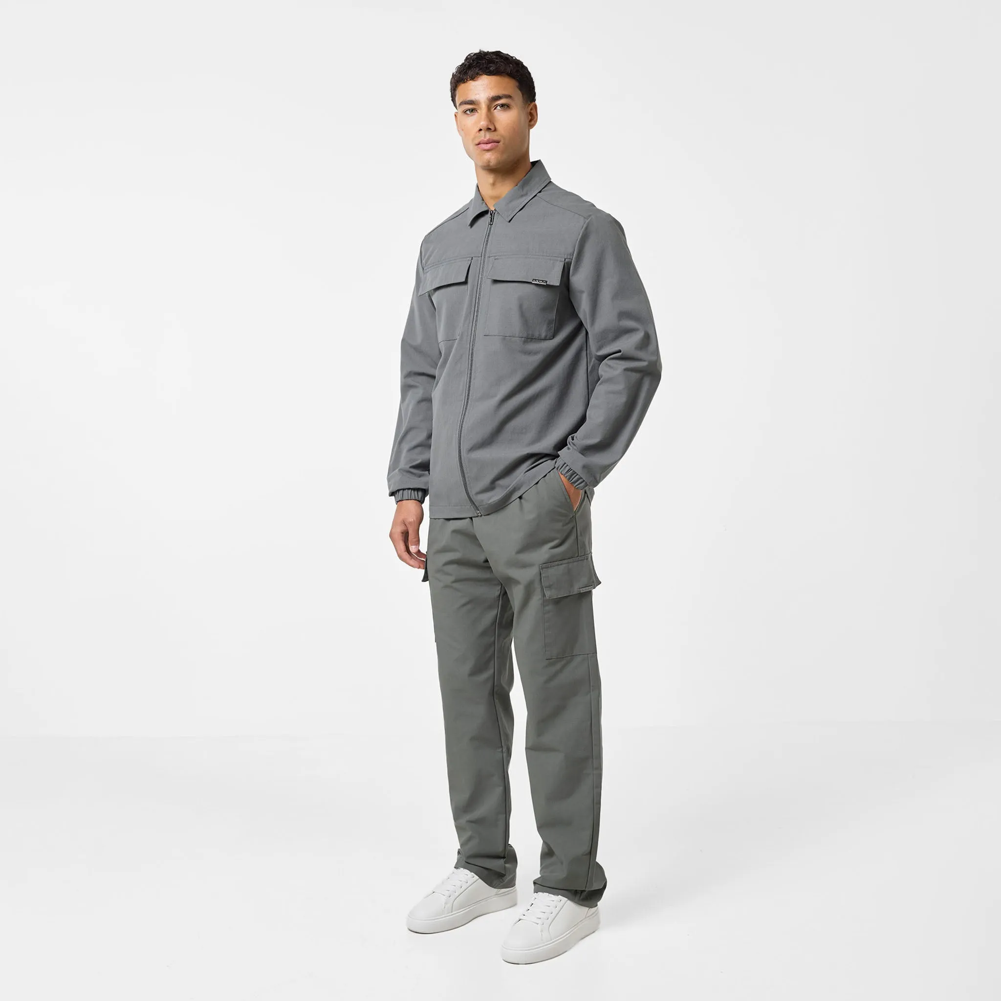 Smart Utility Open Hem Trouser | Khaki Flat waistband