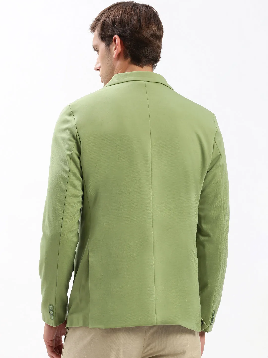 Airflow Ventilation Men's Green Slim-Fit Notched Lapel Collar Single-Breasted Blazer