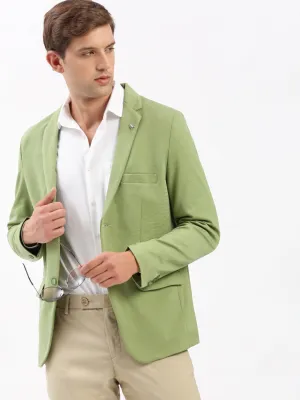 Breathable Membrane Men's Green Slim-Fit Notched Lapel Collar Single-Breasted Blazer