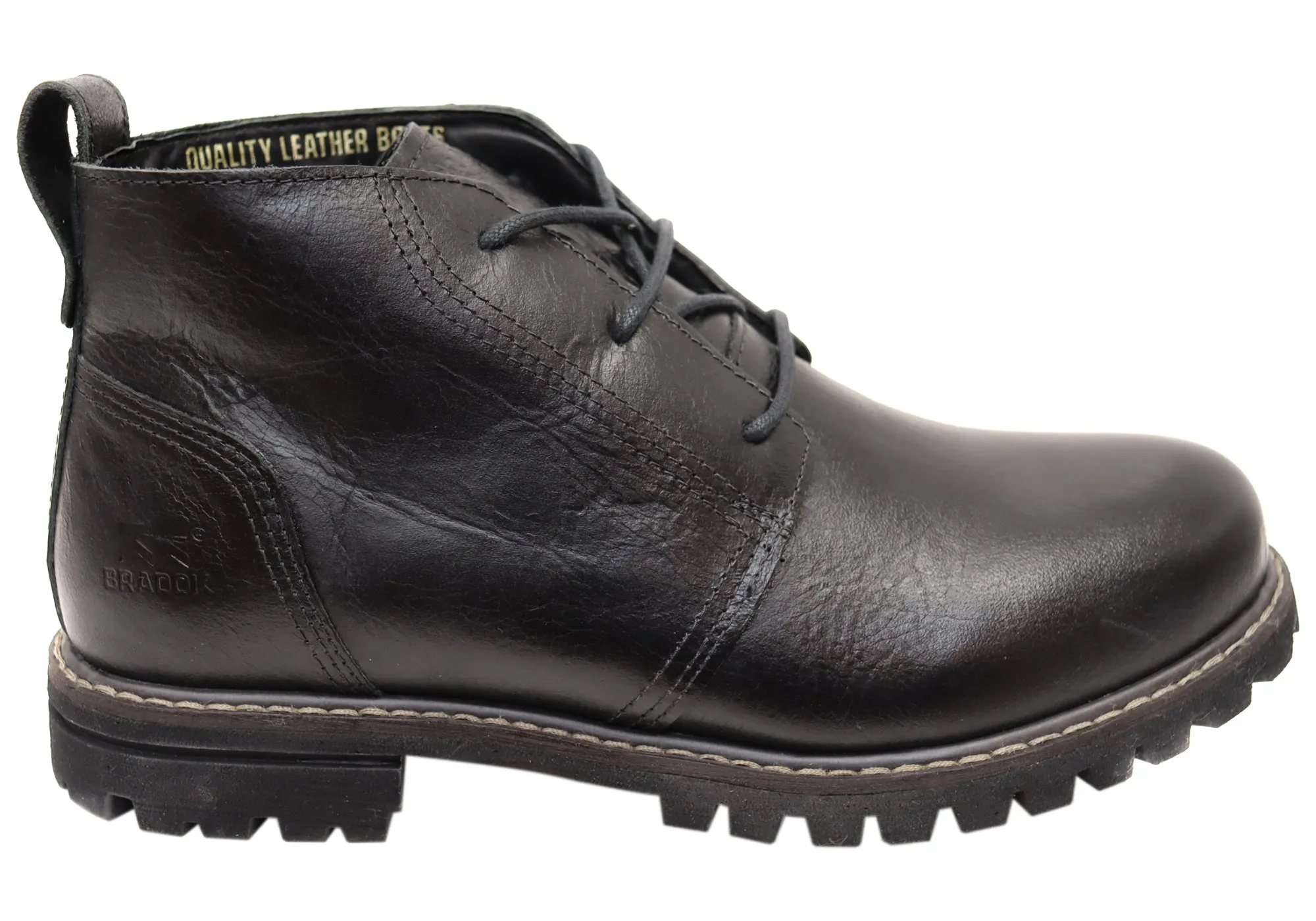 Bradok Lee Mens Comfortable Leather Lace Up Boots Made In Brazil Impact Resistant Social Butterfly