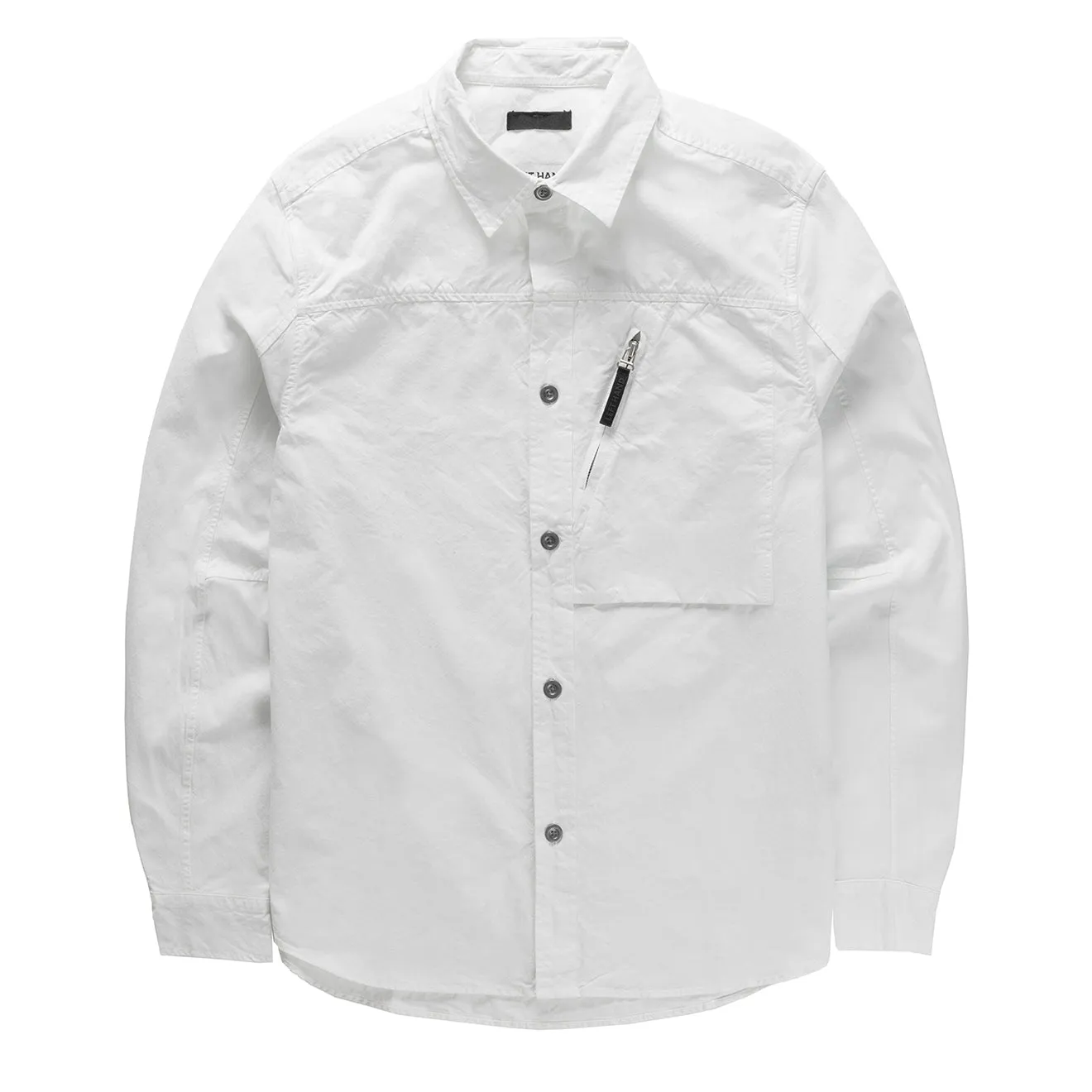 Pocket Detail Stretchable Material Left Hand Zip Pocket Shirt Off White
