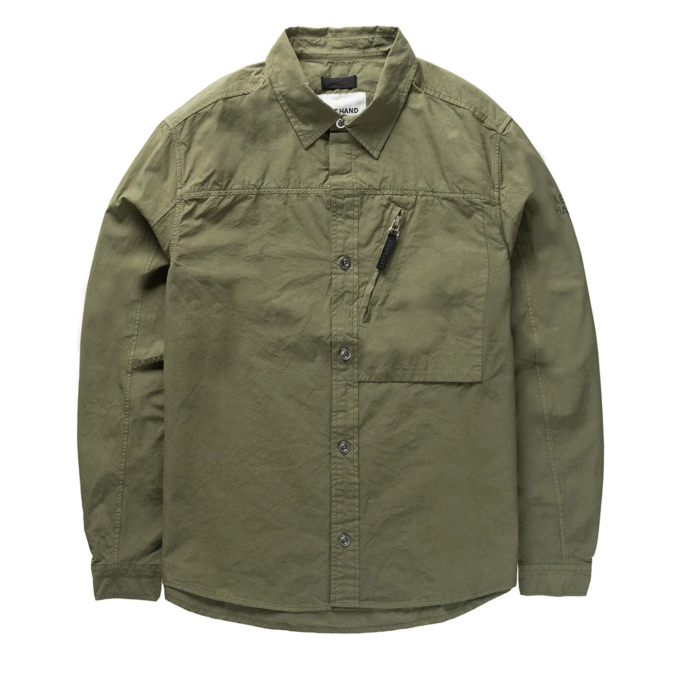 Left Hand Zip Pocket Shirt Olive Breathable Style Fashion Layer
