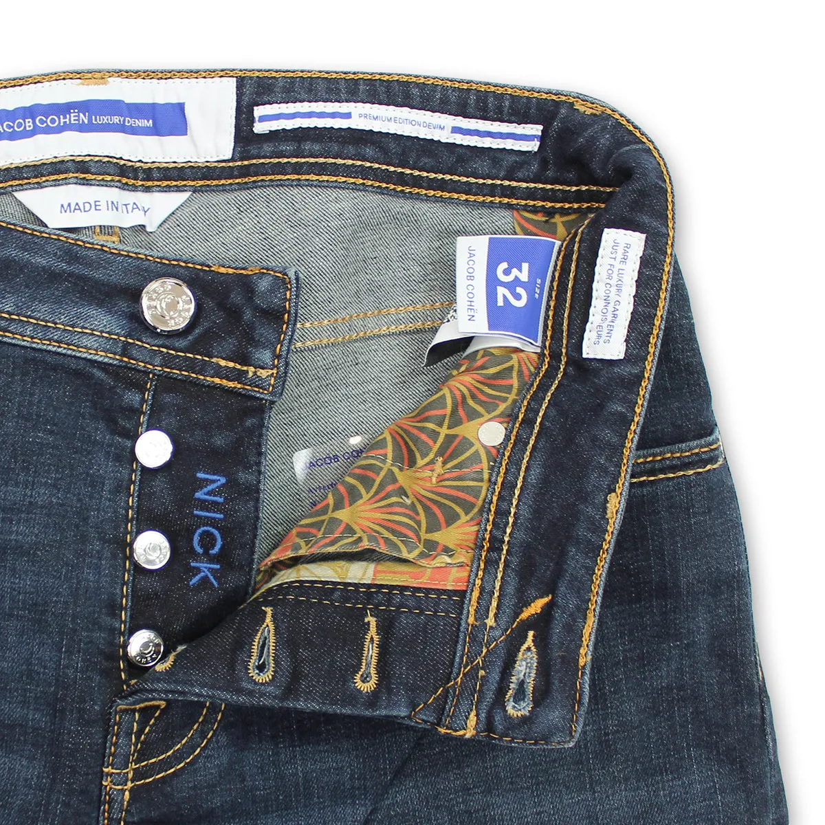 Brushed Interior Casual Solution Jacob Cohen - Nick Slim Fit Royal Blue Badge Jeans