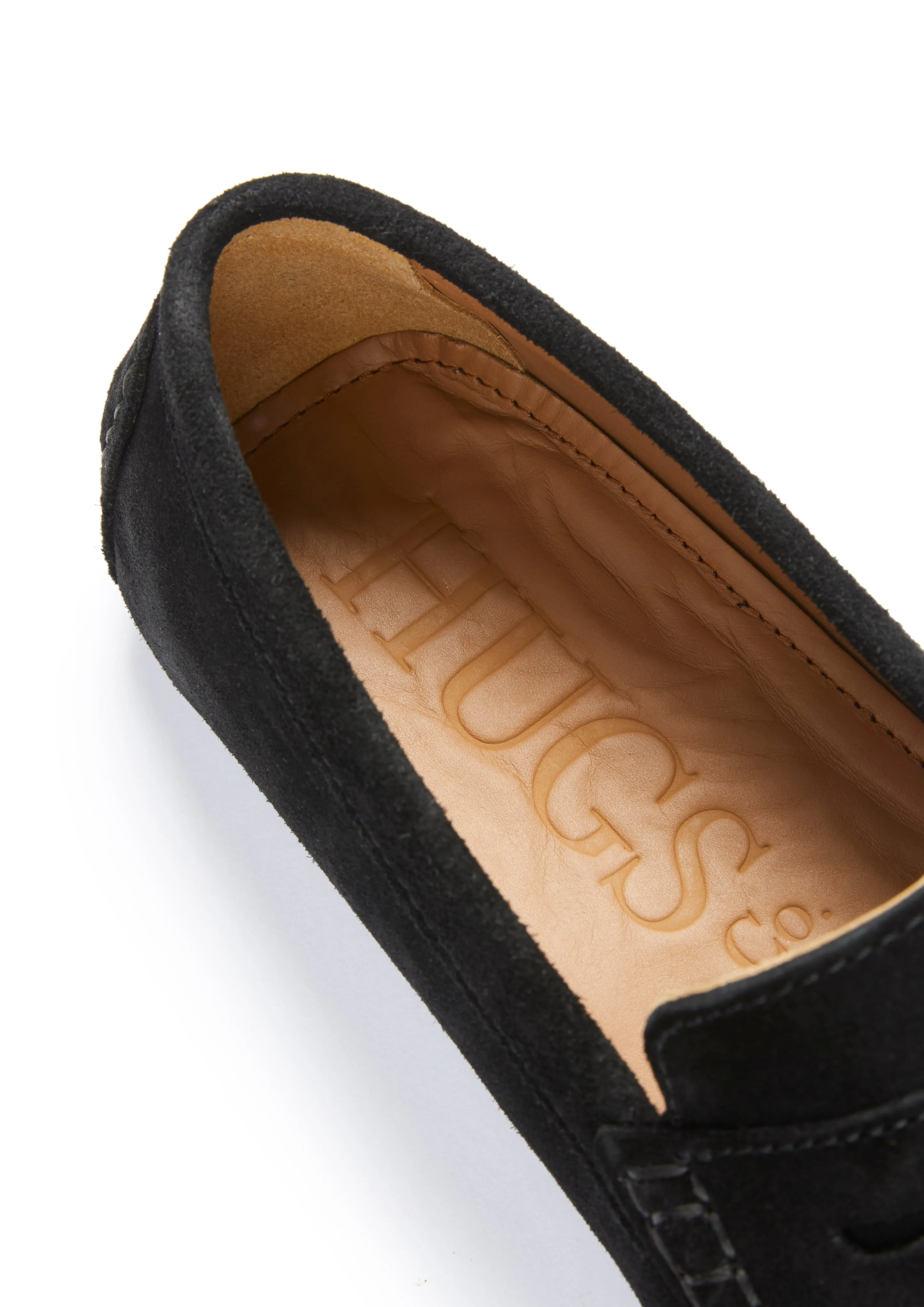 Preppy Mood Go Anywhere Penny Driving Loafers, black suede