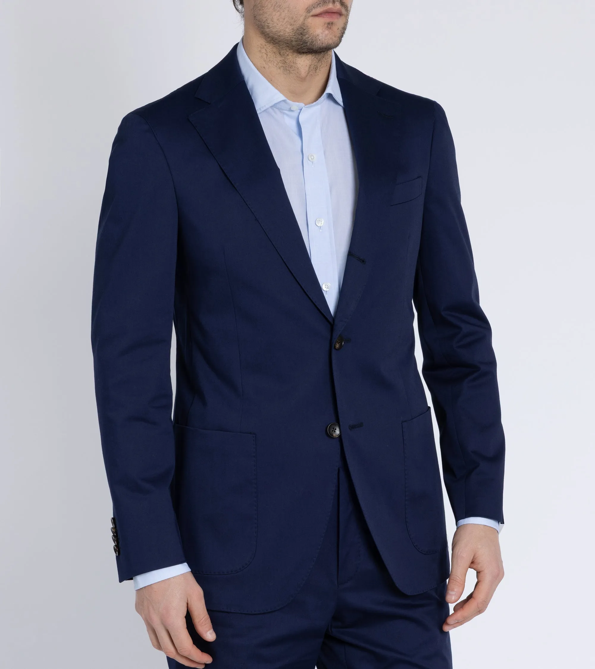 Trunk Walbrook Cotton Suit Jacket: Navy Seamless Shoulder Design