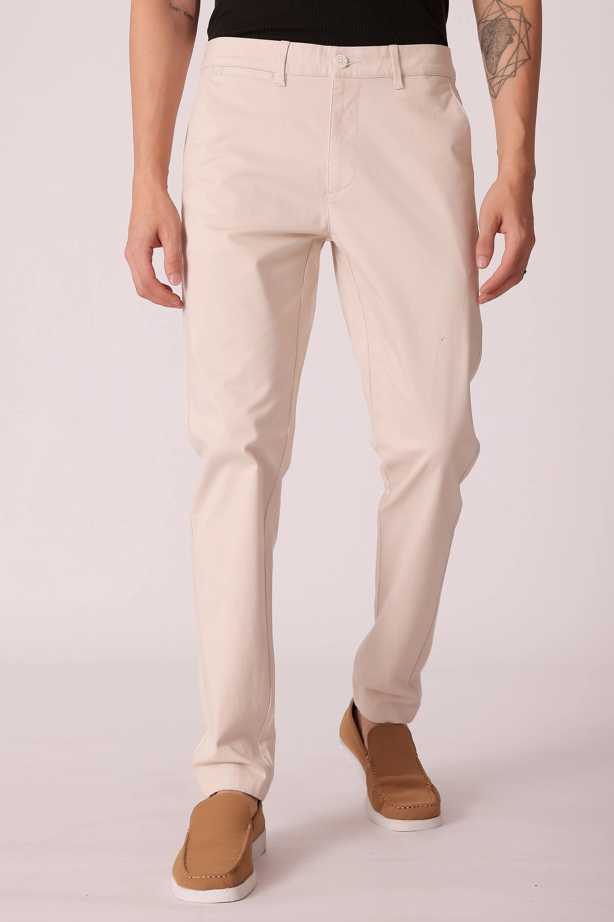 Breathable Waist Men's Cotton stretch Slim Fit Chinos