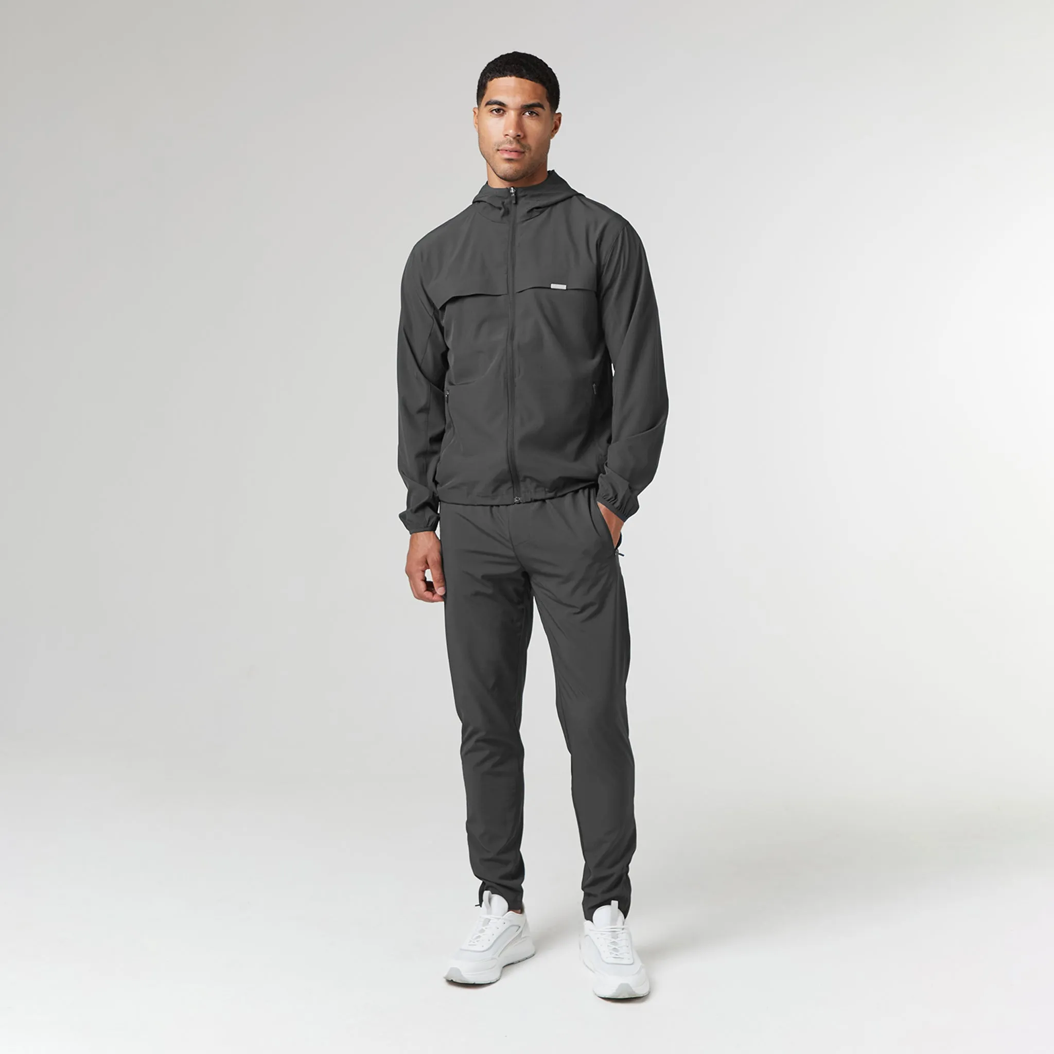 Stylish Daily Fit Stretch Tech Windbreaker | Charcoal