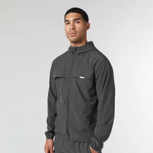 Stretch Tech Windbreaker | Charcoal Tear Resistant Fabric Taped Seam Construction