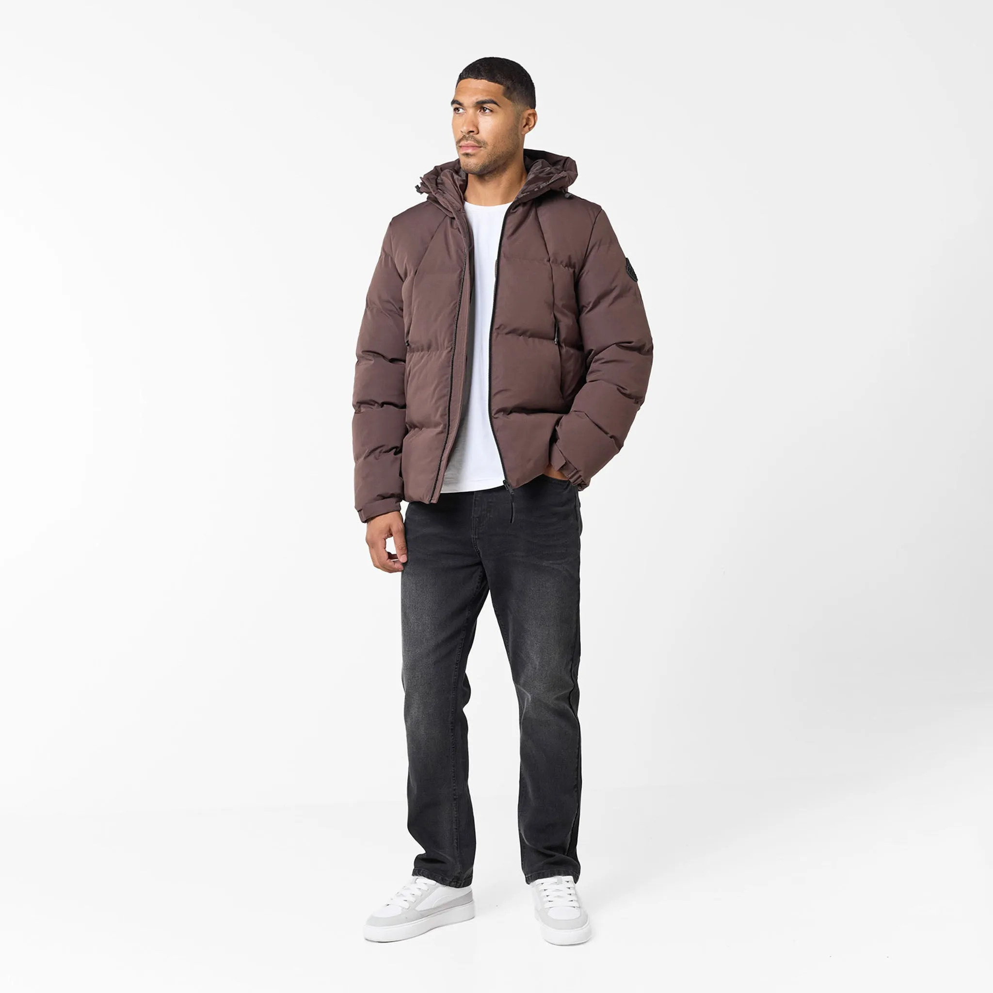 Ripstop Mountain Puffer Jacket | Brown AntiSnag Lining Material Leather Bits