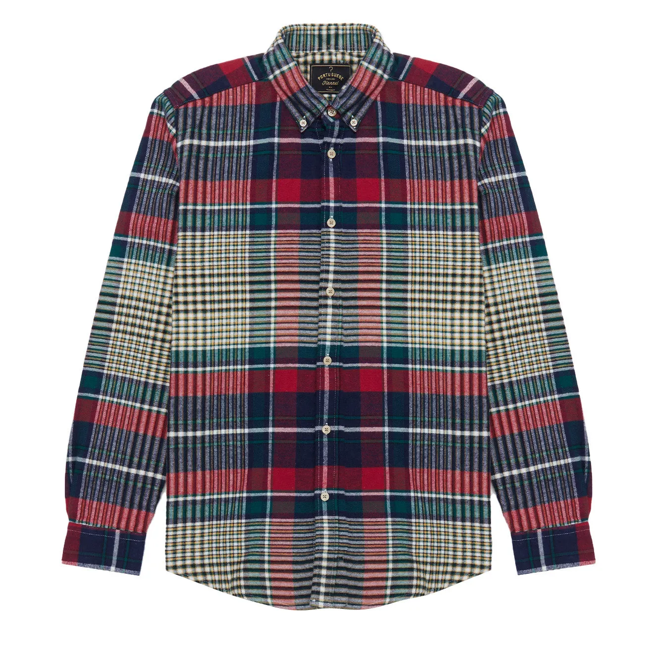 Portuguese Flannel Button Down Tolly Shirt Red / Blue / Green Two Tone Stitching
