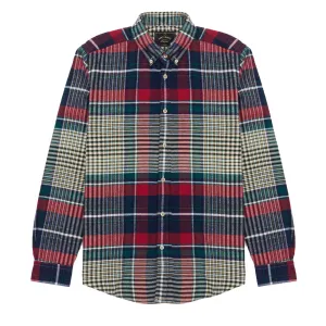 Portuguese Flannel Button Down Tolly Shirt Red / Blue / Green Two Tone Stitching