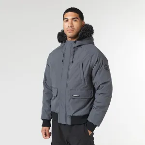 Fur Hooded Jacket | Charcoal StretchableMaterial Anti Static Finish
