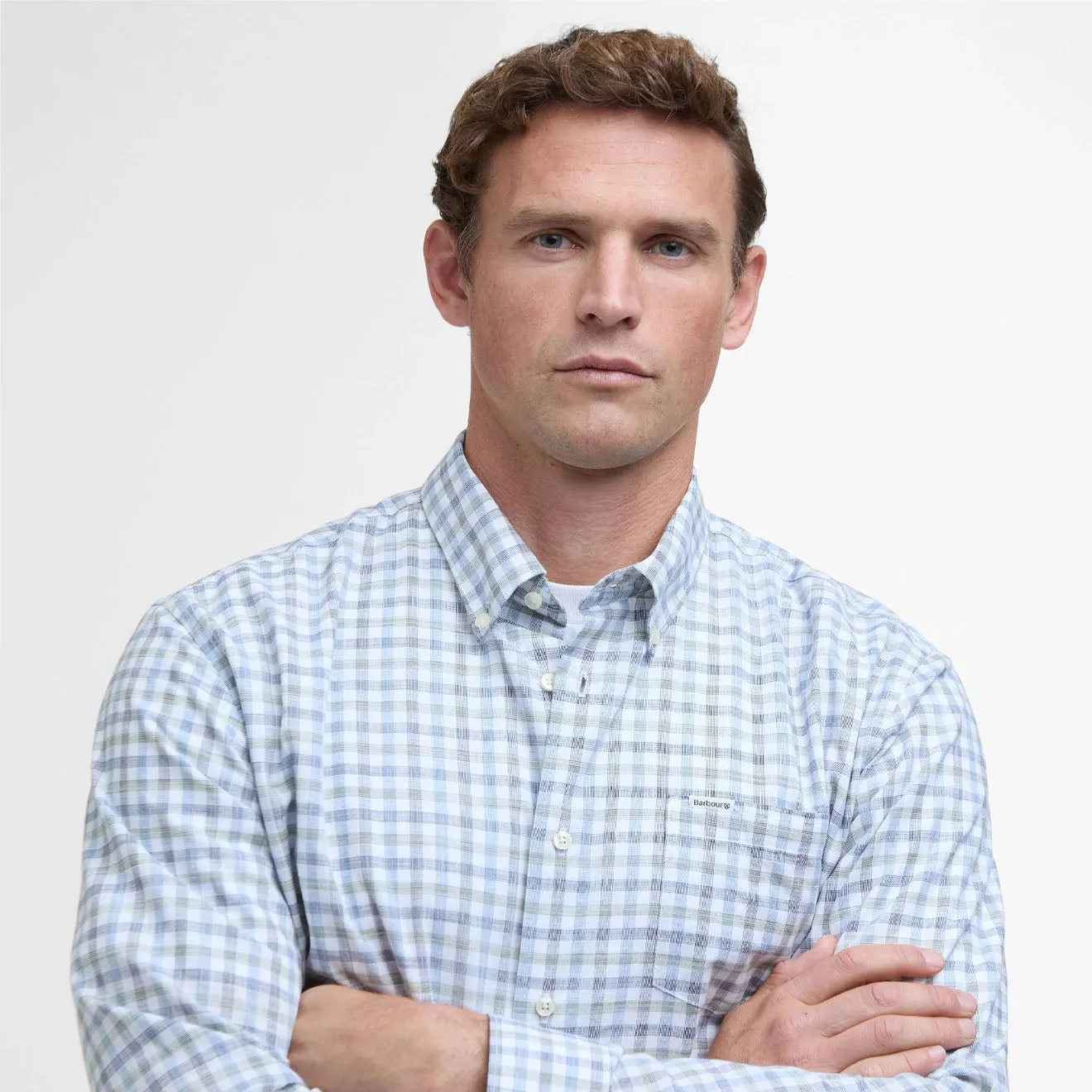 Loose style Corporate Wear Barbour Ravenfield Checked Regular Fit Shirt Navy