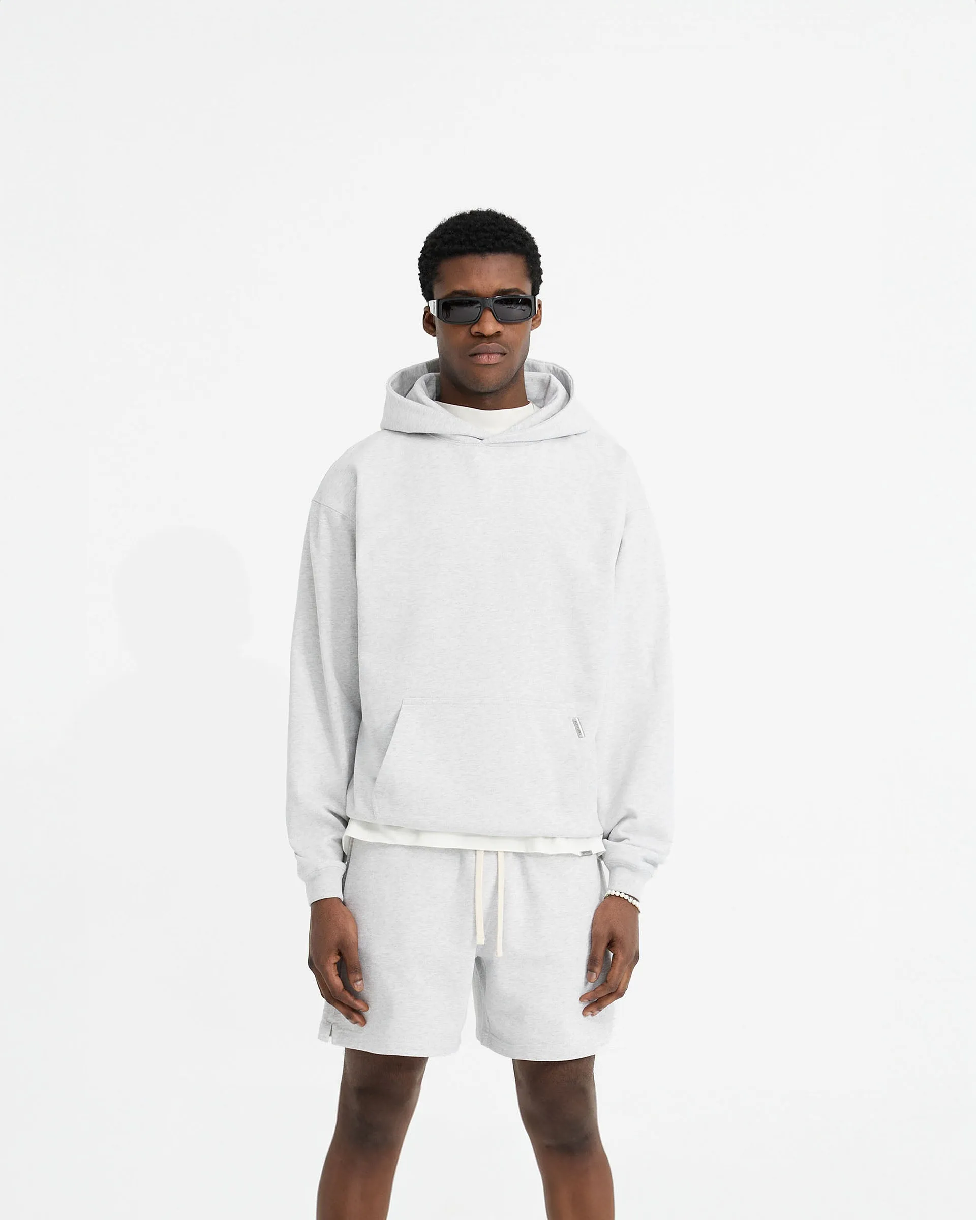 Casual Layers Initial Oversized Hoodie - Ice Grey Marl