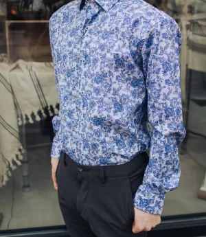 Workwear Essential Long Sleeve Shirt In Blue/white