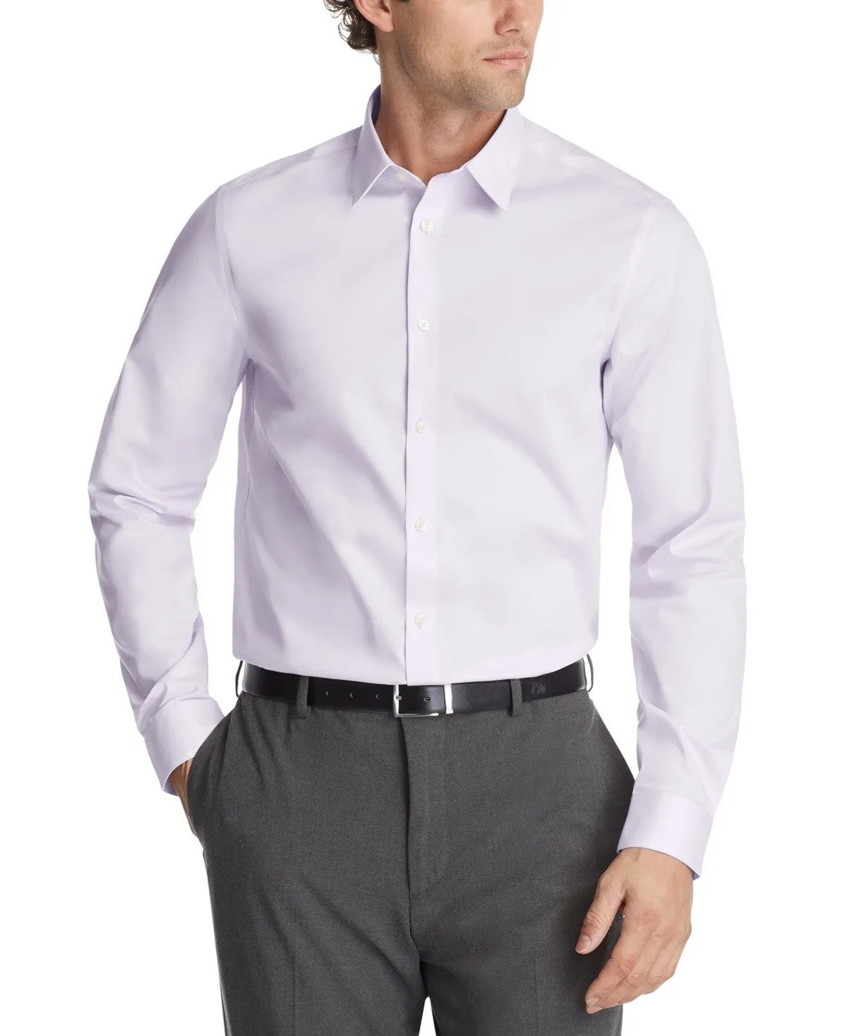 Waffle Weave Workwear Ready Calvin Klein Steel Plus Dress Shirt Mens  Lilac Regular Button Up FTS3