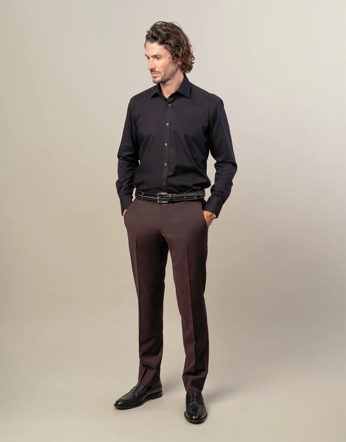 Fit Control Flexible Look Lotus Burgundy Twill Suit Trouser