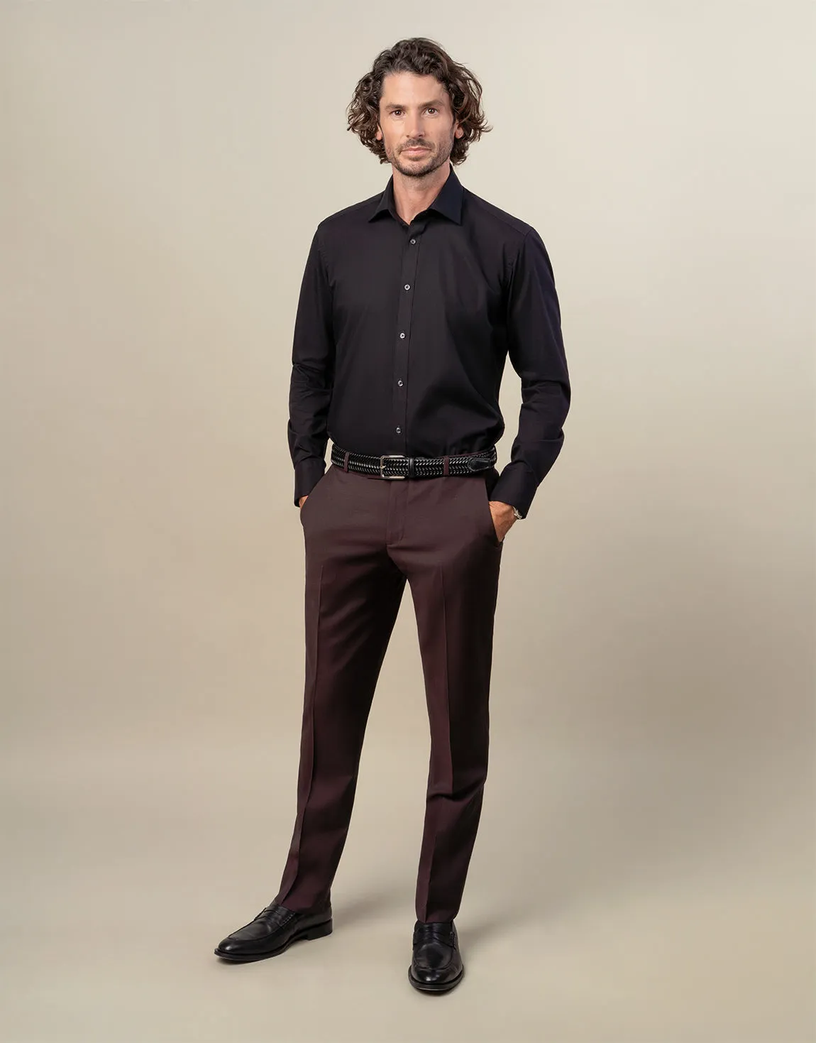 Lotus Burgundy Twill Suit Trouser ArticulatedJoints EcoFriendlyDye
