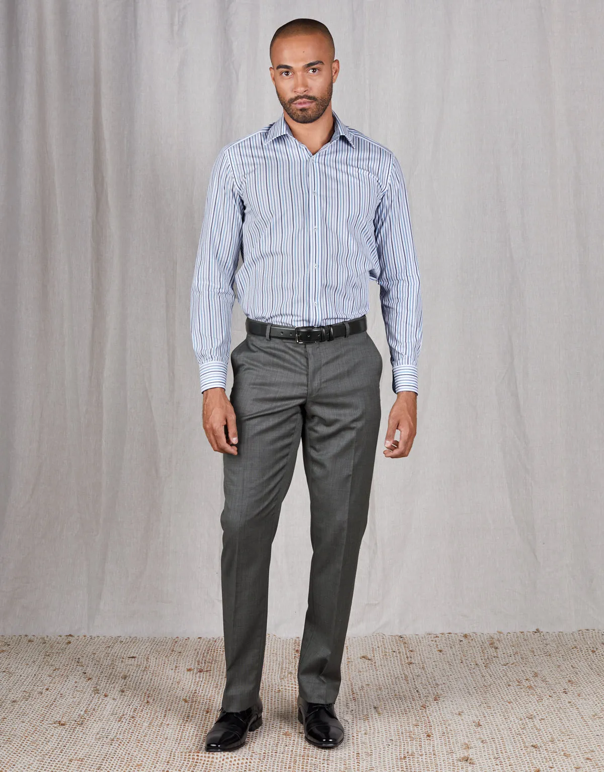 Minimal Fit Snag Proof Fabric Lotus Charcoal Pinhead Trouser