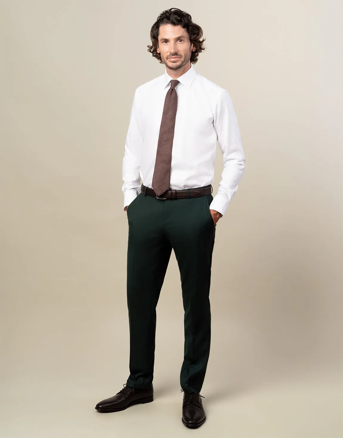 Wrinkle-Resistant Ultra Soft Texture Lotus Dark Green Trouser