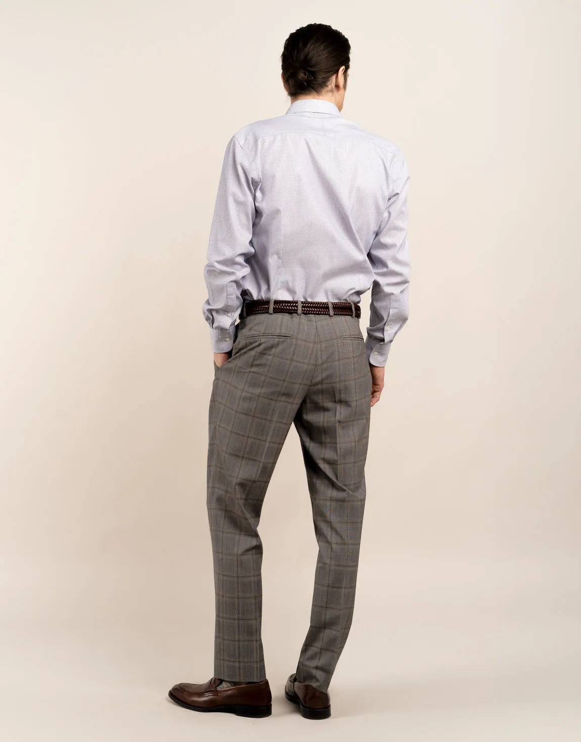 Lotus Grey and Brown Check Suit Trouser Casual Edge Breath Flex