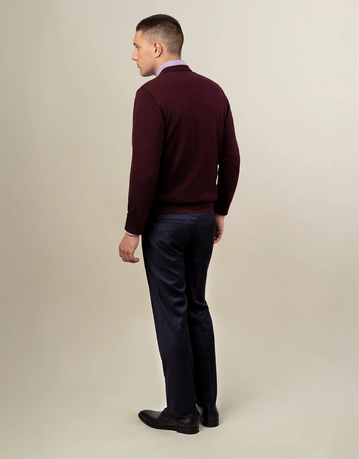 Low Maintenance LightweightInsulation Lotus Navy Pinstripe Suit Trouser