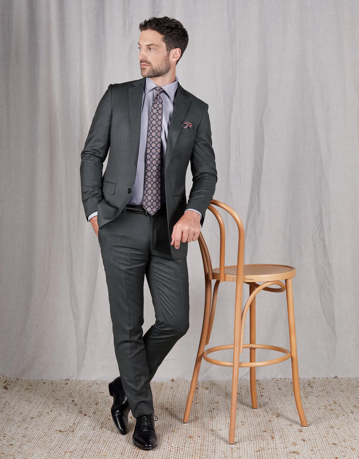 Low Maintenance Lotus Steel Blue Nailhead Suit Trouser