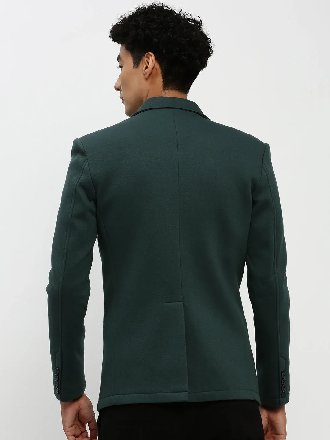 Men's Dark Green Solid Single-Breasted Blazer Rainy Day Option High Visibility Trims