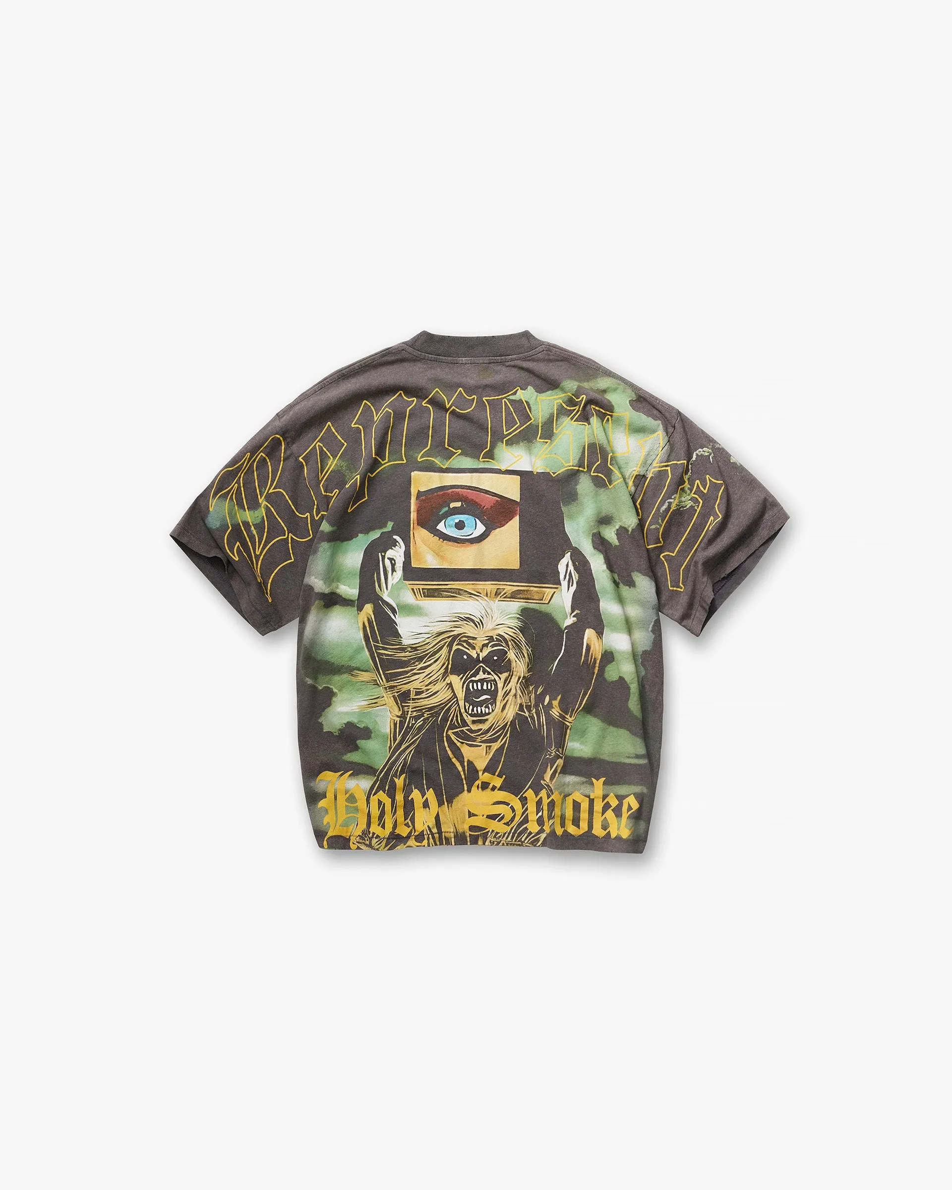 Represent X Iron Maiden Holy Smoke T-Shirt - Sunfade Grey Easy Layering