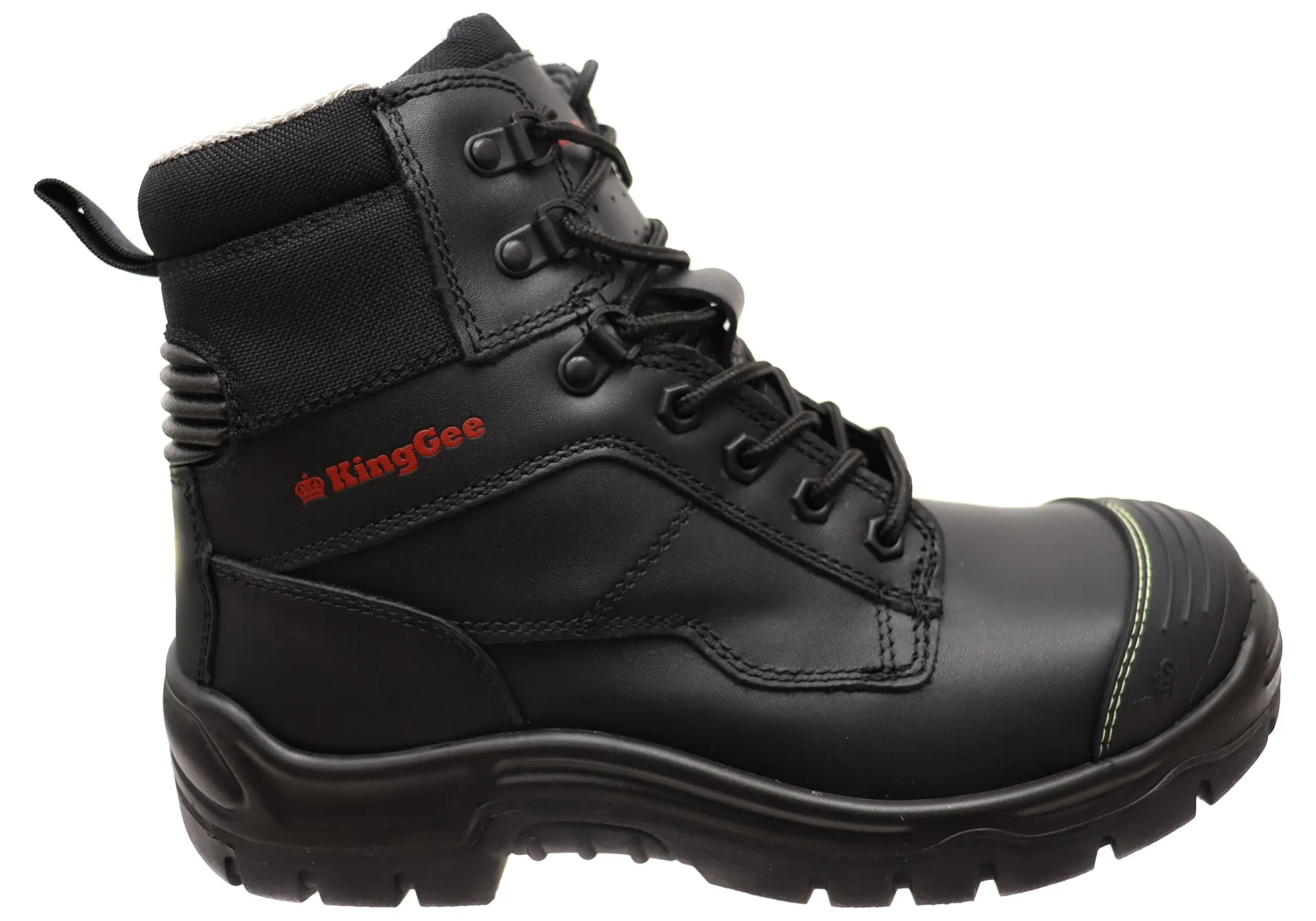 Crisp Lines Trail Strength KingGee Mens Phoenix 6Z Side Zip Safety Work Boots With Scuff Cap