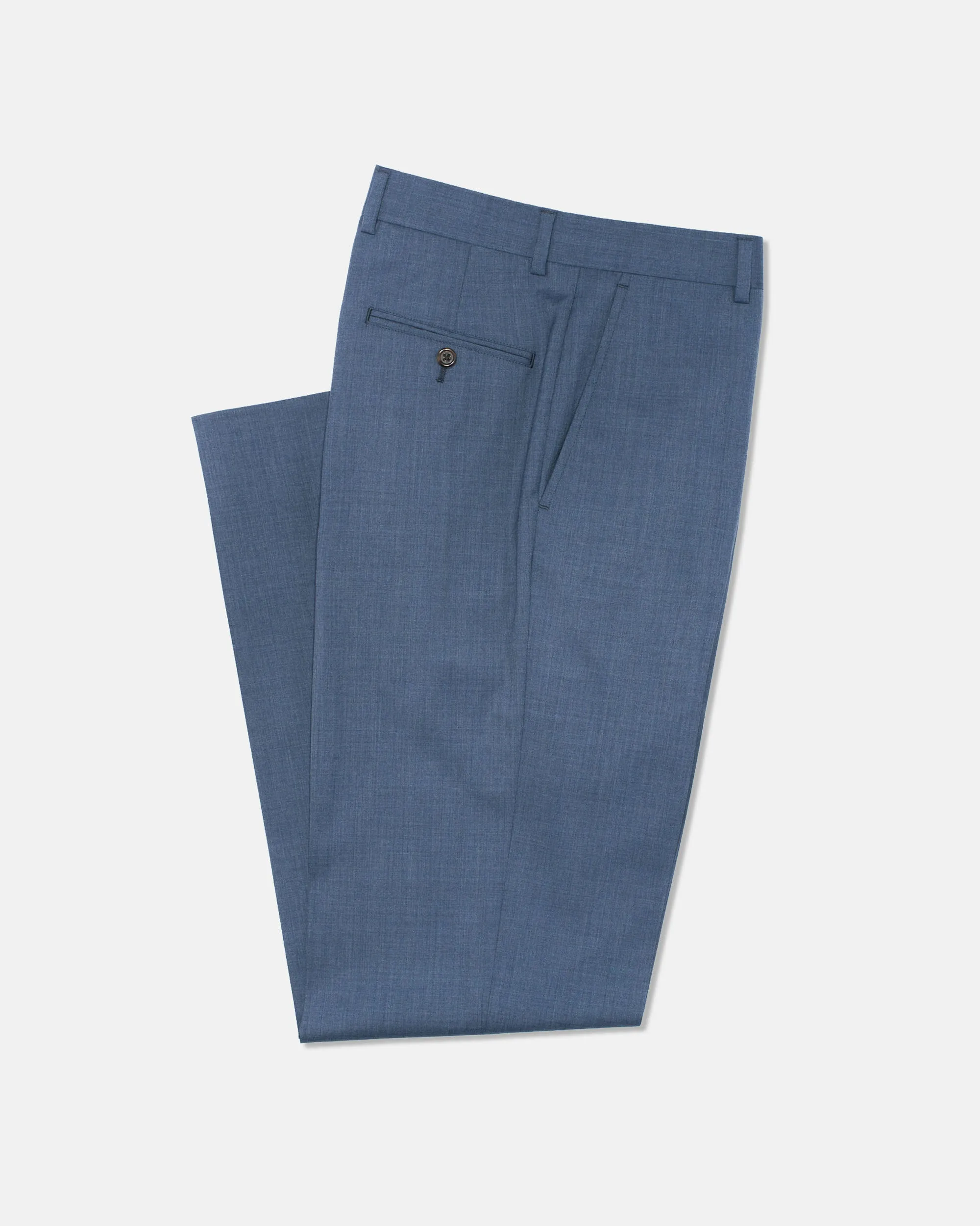pilling resistant Sleek Waist Made-in-Canada Blue Tropical Wool Trouser