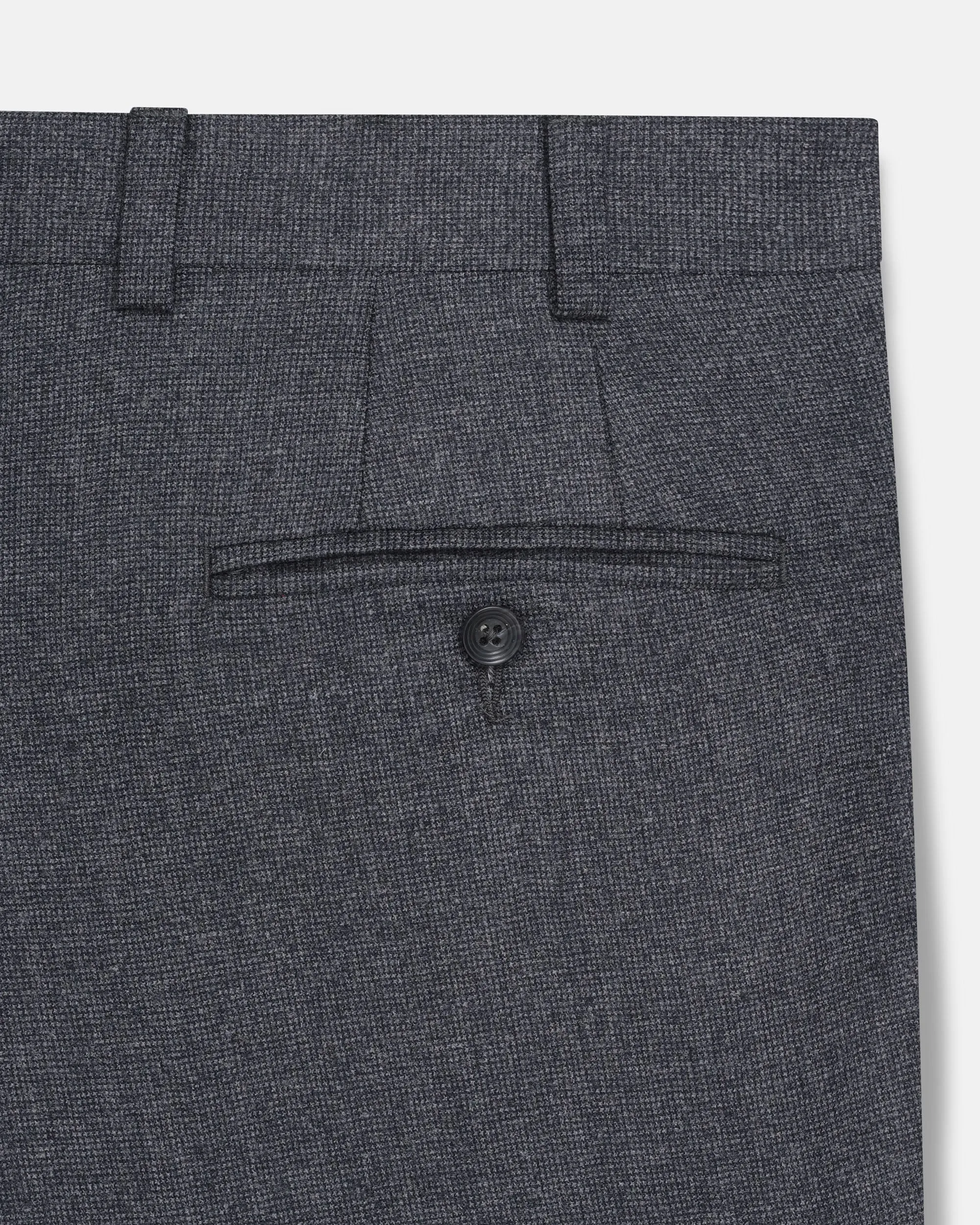 Commuter Ready Sporty Comfort Made-in-Canada Gray Ticweave Wool Trouser