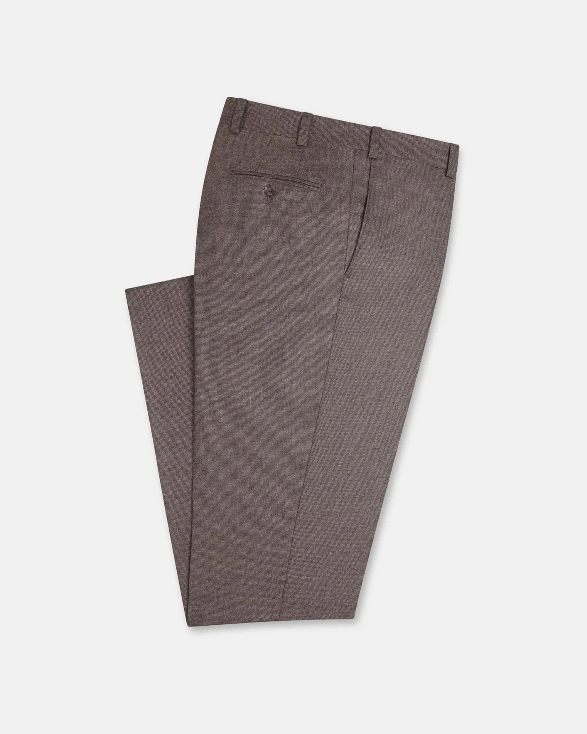 Made-in-Canada Tan Ticweave Wool Trouser Relax Fit Design