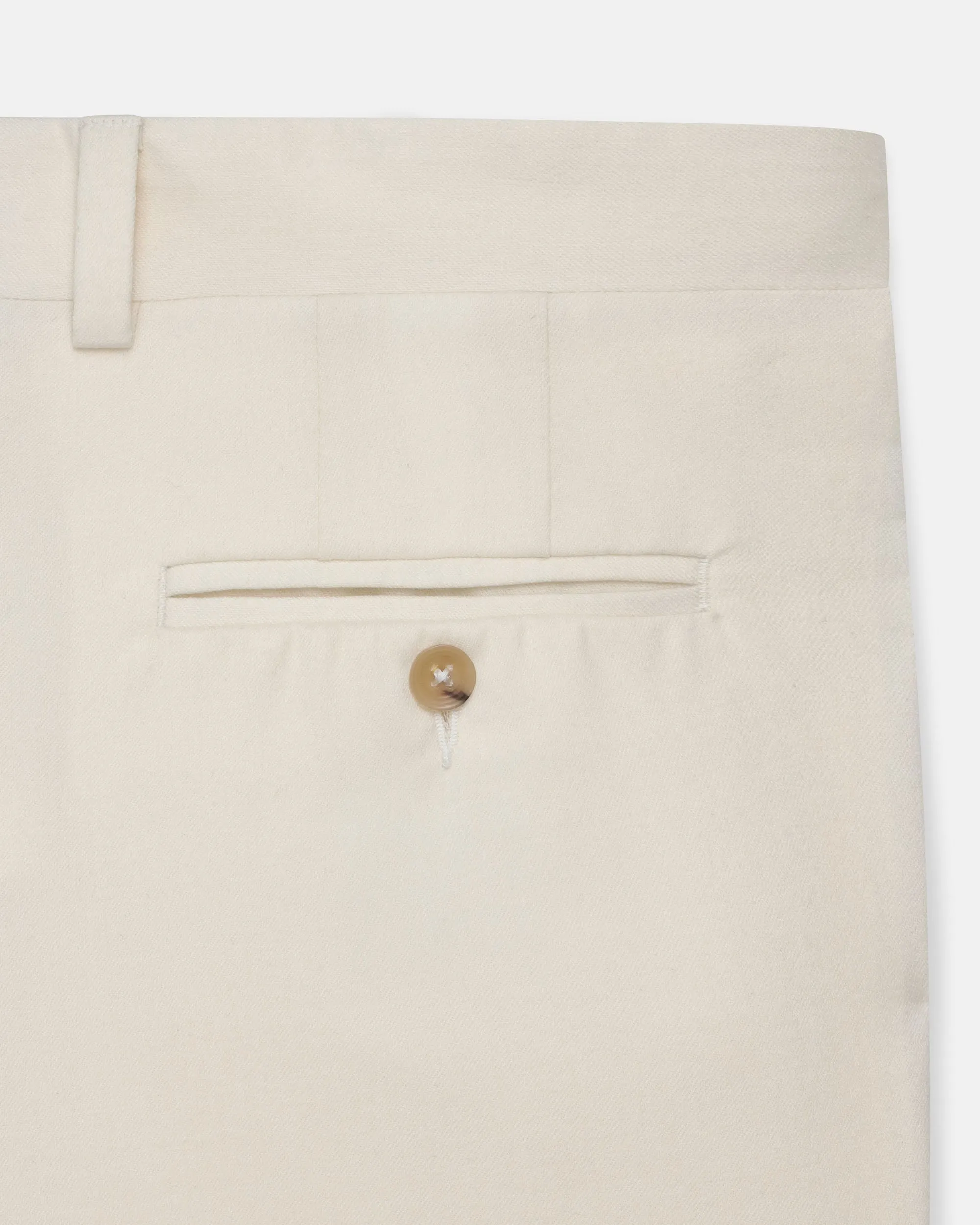 Made-in-Canada White Wool Flannel Trouser Chic casual Easy Access