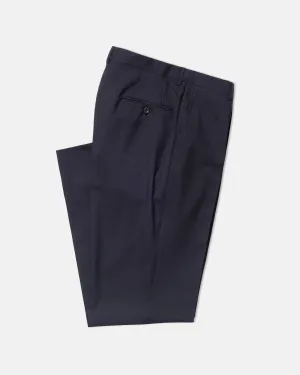 Perfectly Fit Made-in-USA Navy Single Pleat Wool Trousers