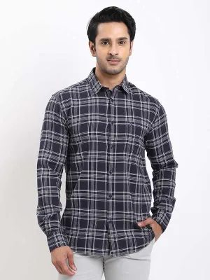 Ruffle Edge Men Checked Full Sleeve Cotton Shirt