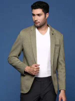 Men's Green Notched Lapel Slim Fit Single Breasted Blazer Flexible Waistband