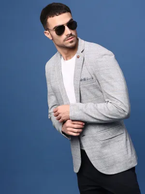 Multipurpose Layering Heat Retention Layer Men's Grey Slim Fit Single Breasted Notched Lapel Blazer